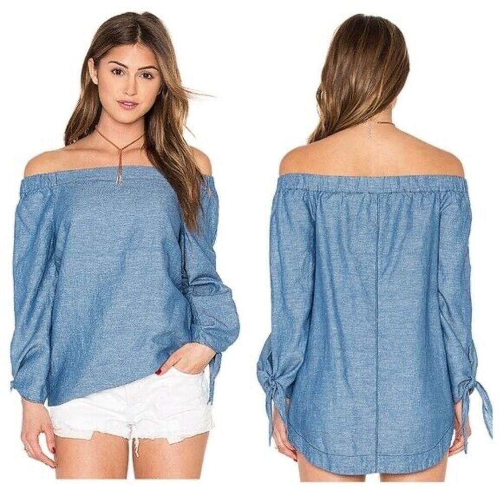 Free People chambray denim off the shoulder top